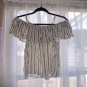 Billabong Black and white/cream striped top!